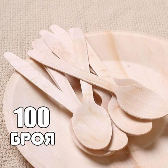 Дървена лъжица десертна х100бр